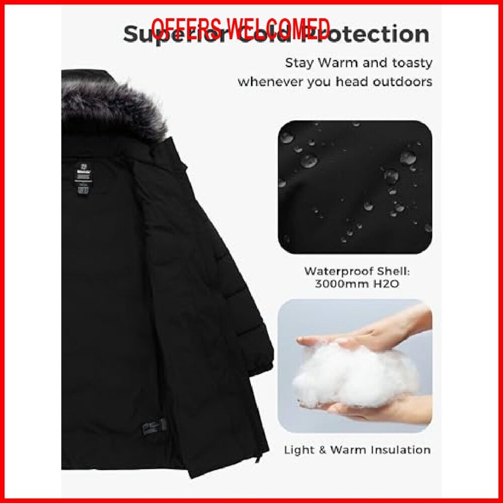 Women's Long Puffer Coat Lightweight Warm Jacket with Hood - Picture 6 of 7
